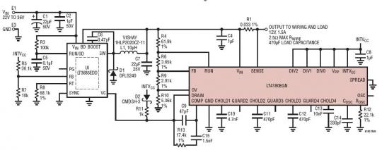 具虛擬遠端采樣功能的 12V 1.5A 降壓型穩壓器