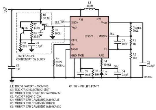 ߜضa(b)ܵ 5V  50V  APD ƫԴ