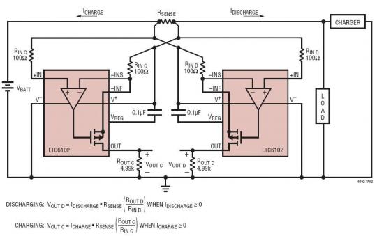 具分離的充電/放電輸出的雙向電流檢測電路